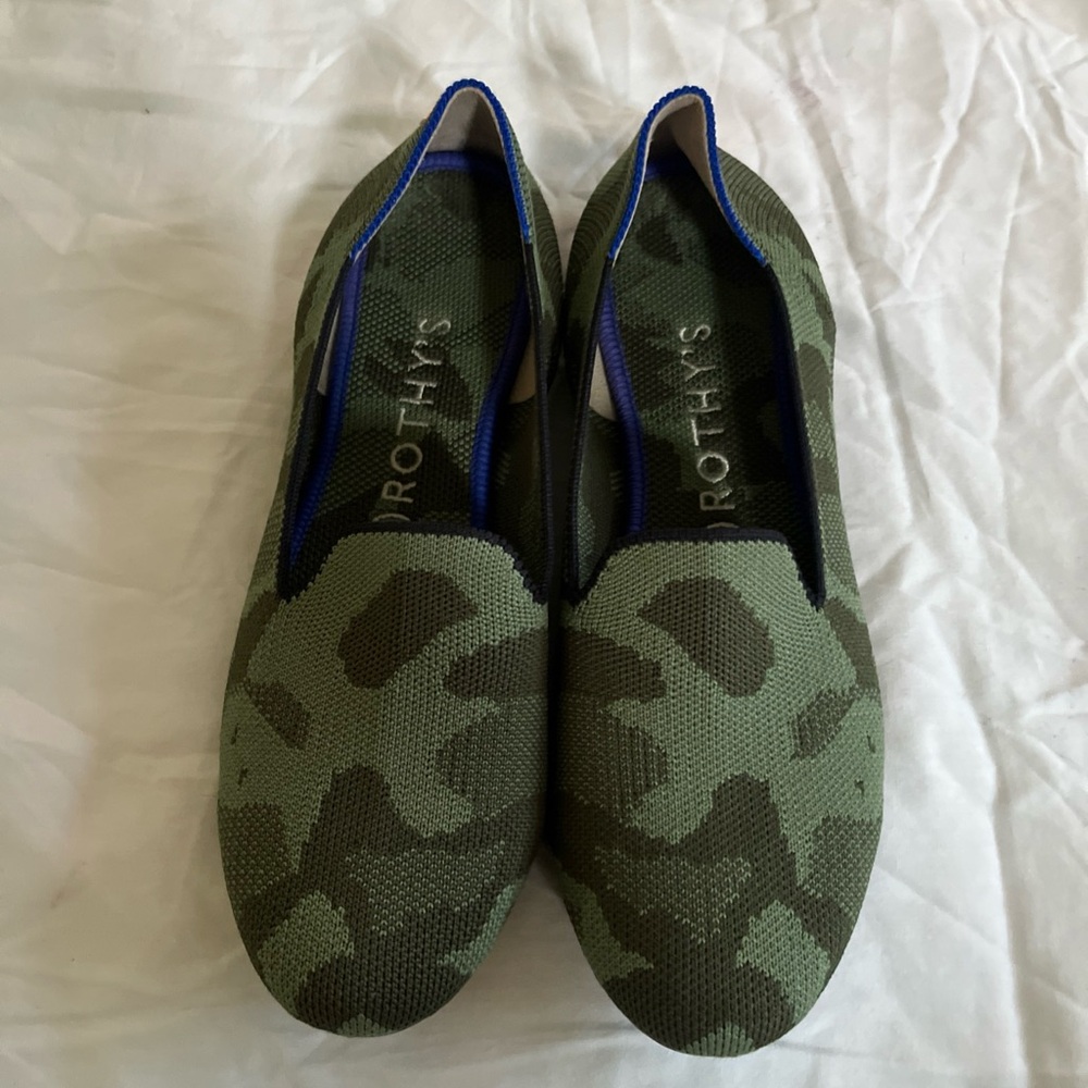 Rothy's Olive Camouflage Slip-Ons